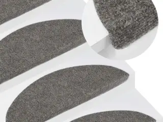 Selvklæbende trappemåtter 15 stk. 56x17x3 cm grå