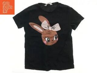 Sort T-shirt med kanin print fra H&M (str. 140)