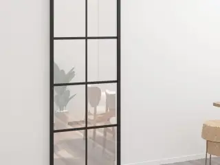 Skydedør 76x205 cm aluminium og sikkerhedsglas sort