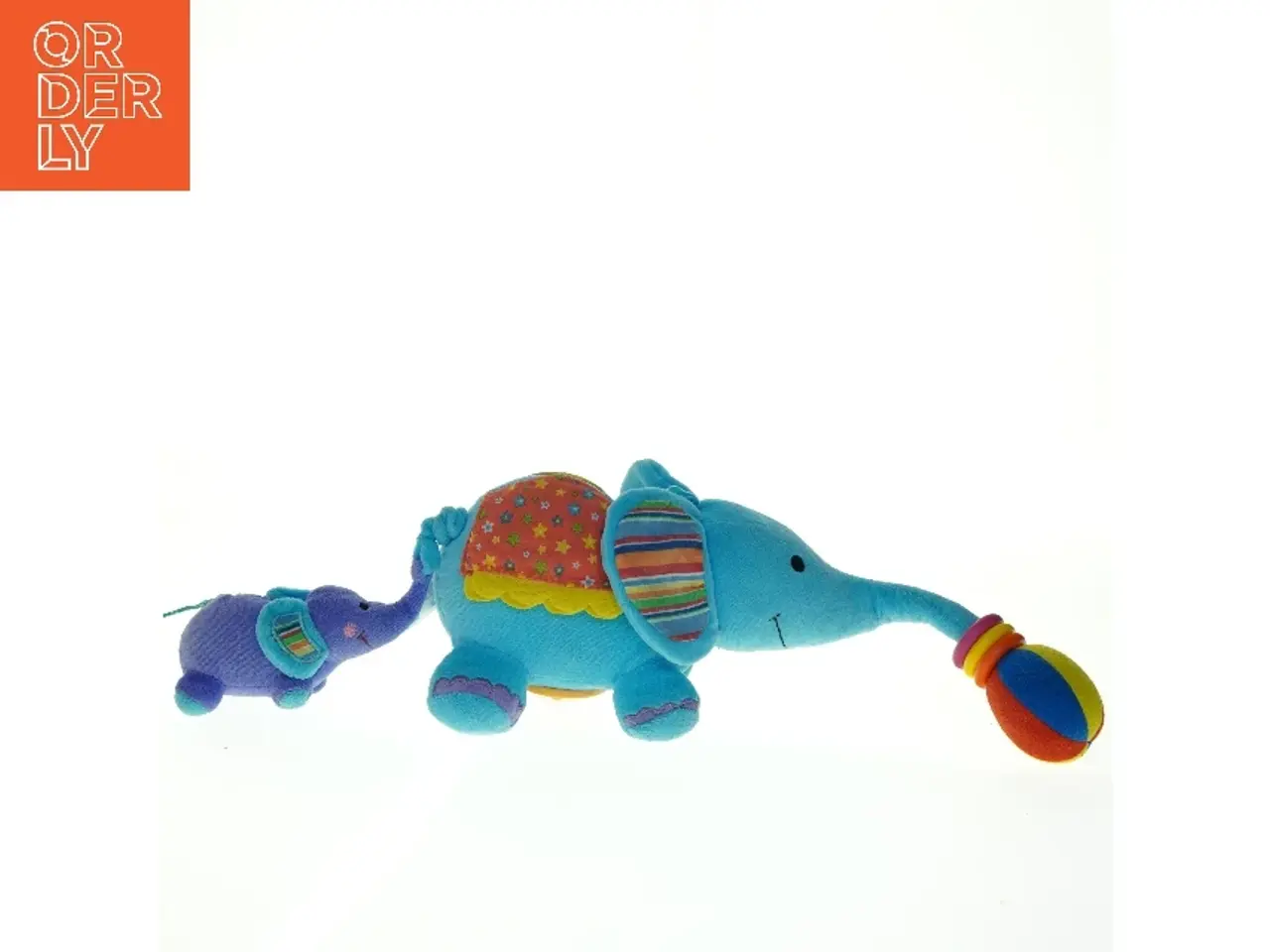 Billede 1 - Blå elefant plys legetøj med baby (str. Totallængde. 53 cm)