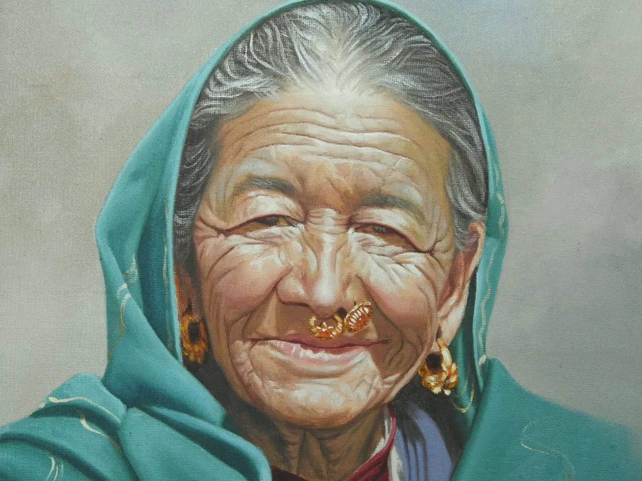 Billede 2 - Oliemaleri af den kendte Nepalkunstner Alok Gurung