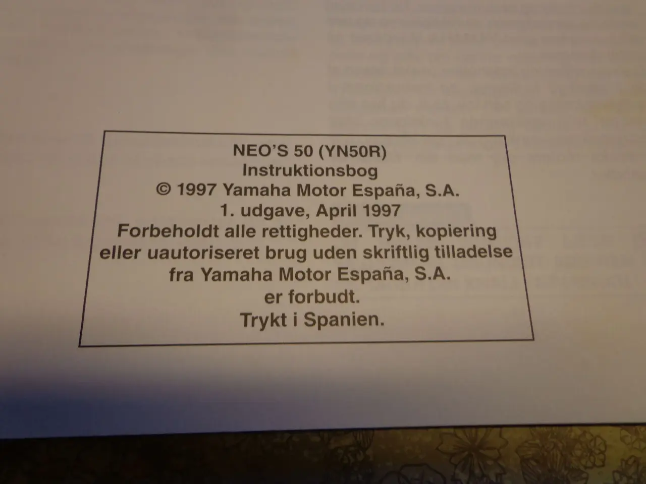 Billede 2 - Yamaha Neos instruktionsbog