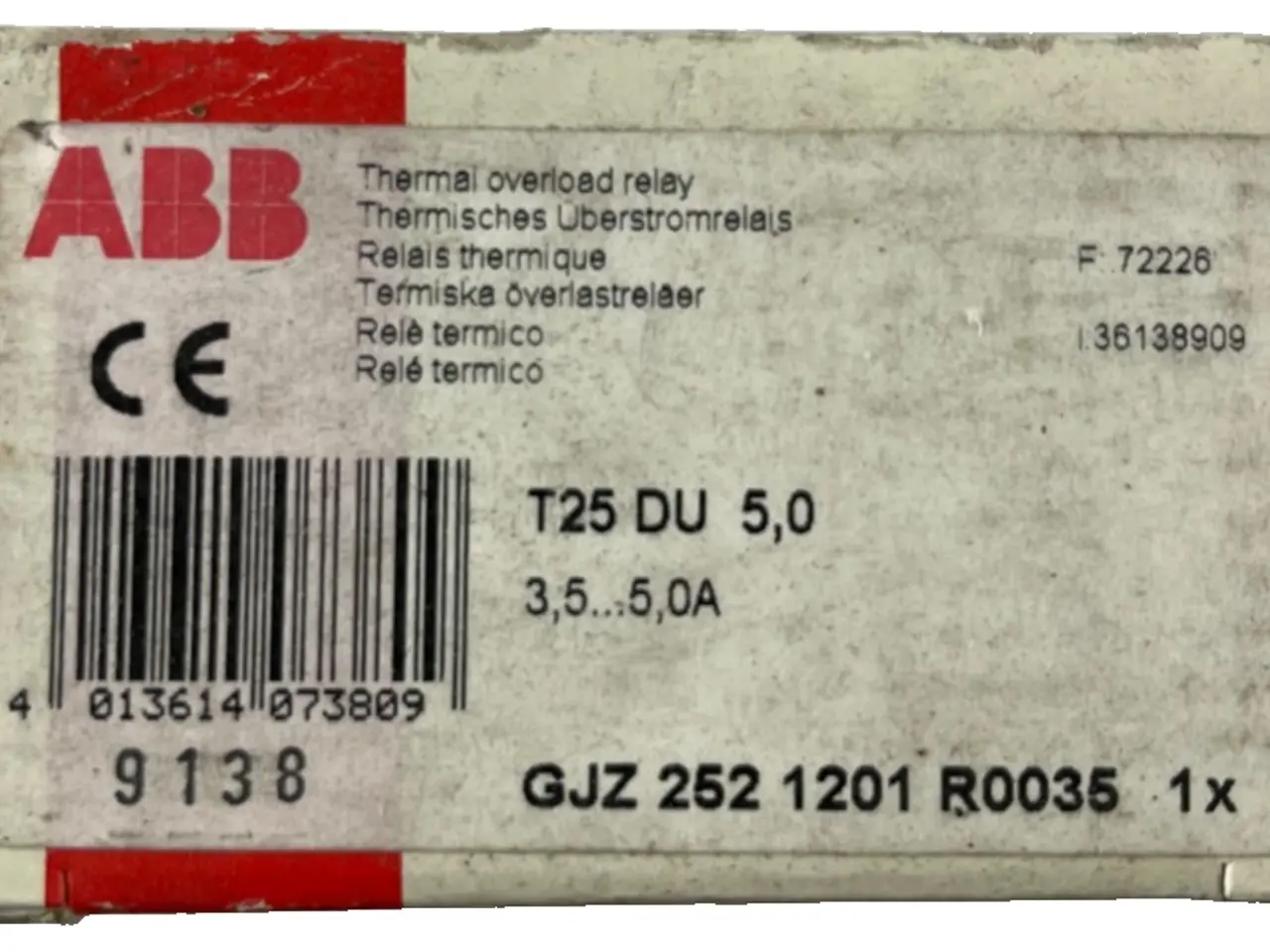 Billede 1 - ABB T25 DU 5.0 Thermal Overload relæ 3.5–5.0A ny