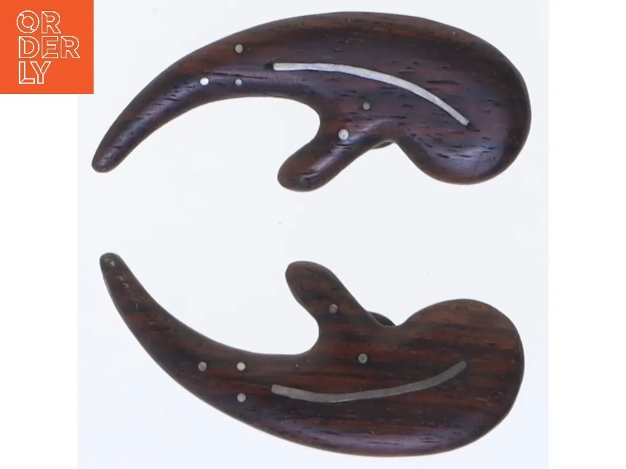 Billede 1 - Teak træ øreringe med klips (str. 5,5 cm)