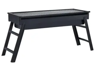 Bærbar foldbar kulgrill 60 × 22,5 × 33 cm - camping/bordgrill, sort