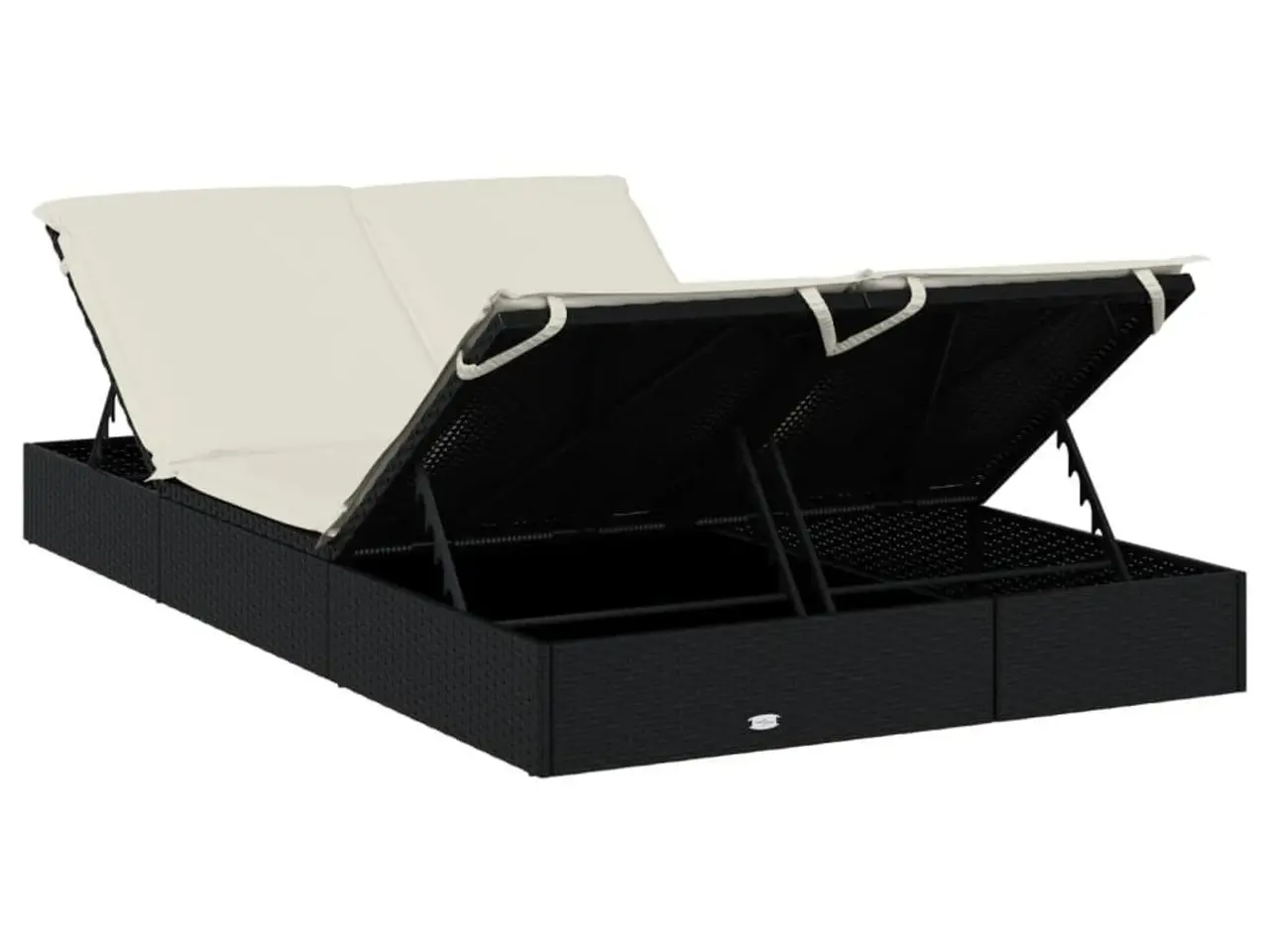 Billede 8 - 2-personers solseng i polyrattan med hynder - sort/creme