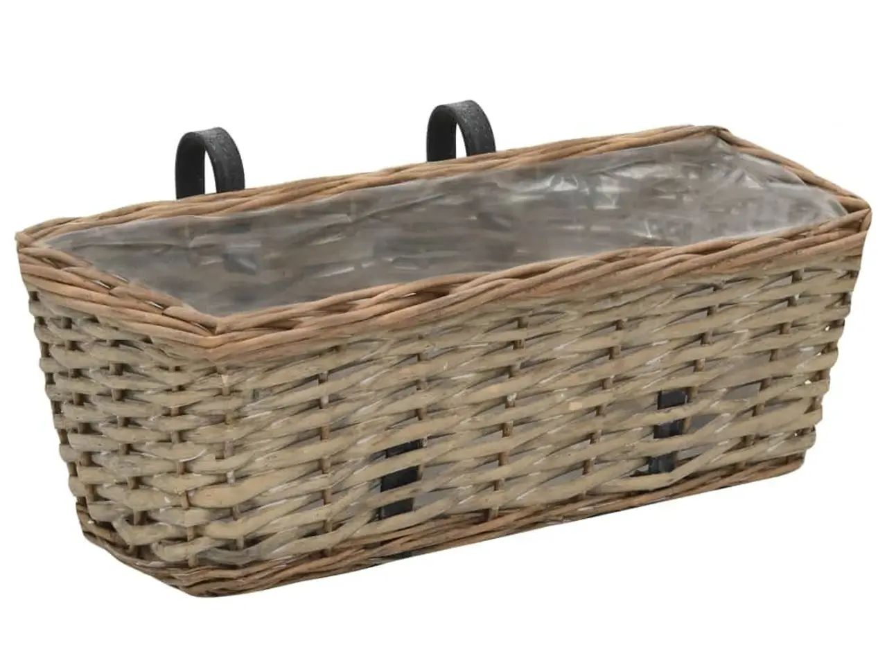 Billede 3 - Plantekasser til altan - 2 stk. kurveflet med PE-foring, 40 cm