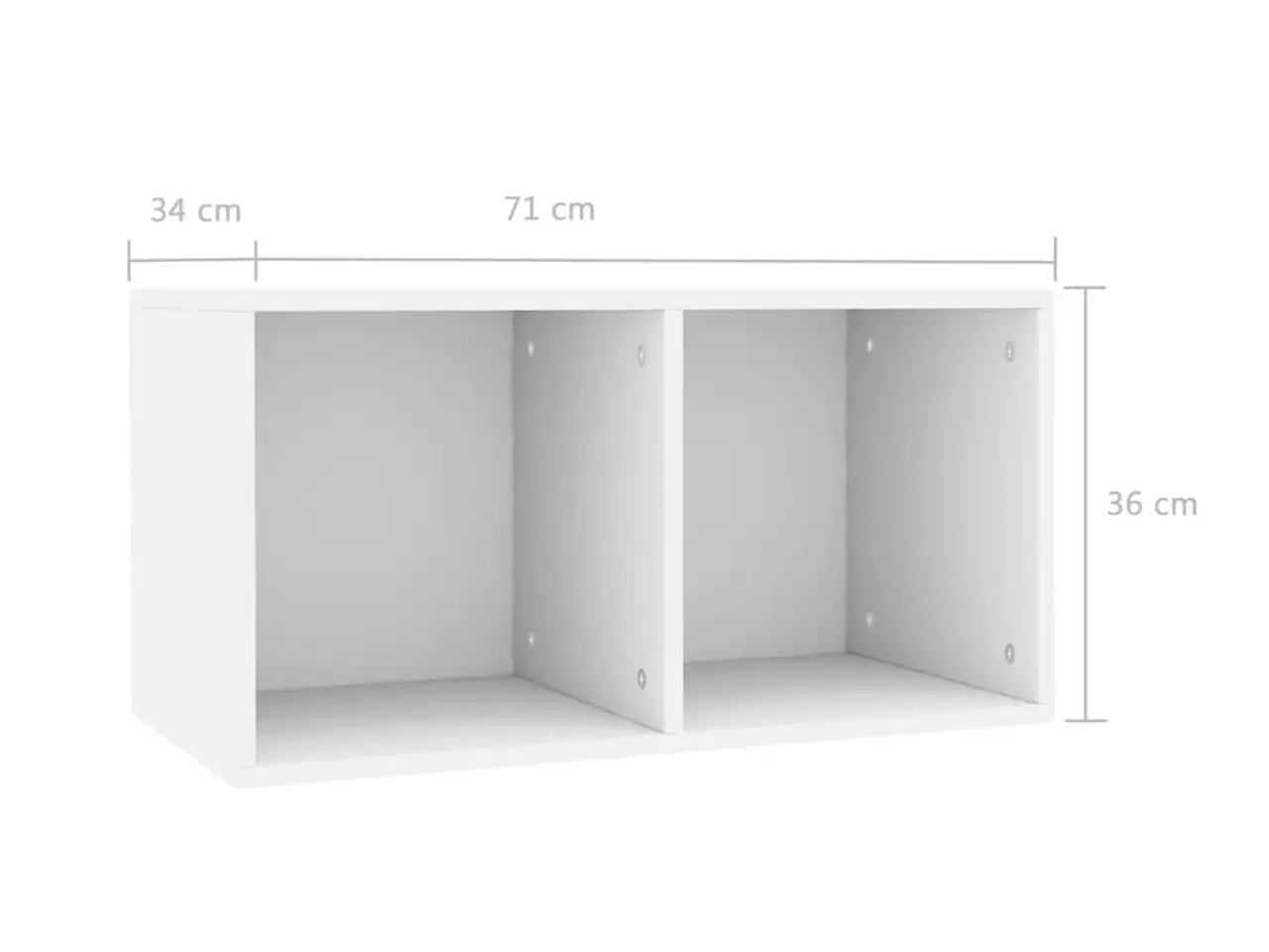 Billede 6 - Opbevaringsreol til lp'er 71x34x36 cm konstrueret træ hvid