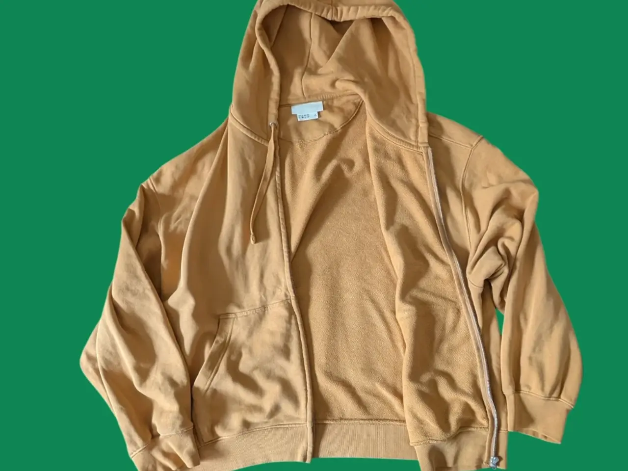 Billede 5 - H&M basics oversized sennepsgul / tan hættetrøje m