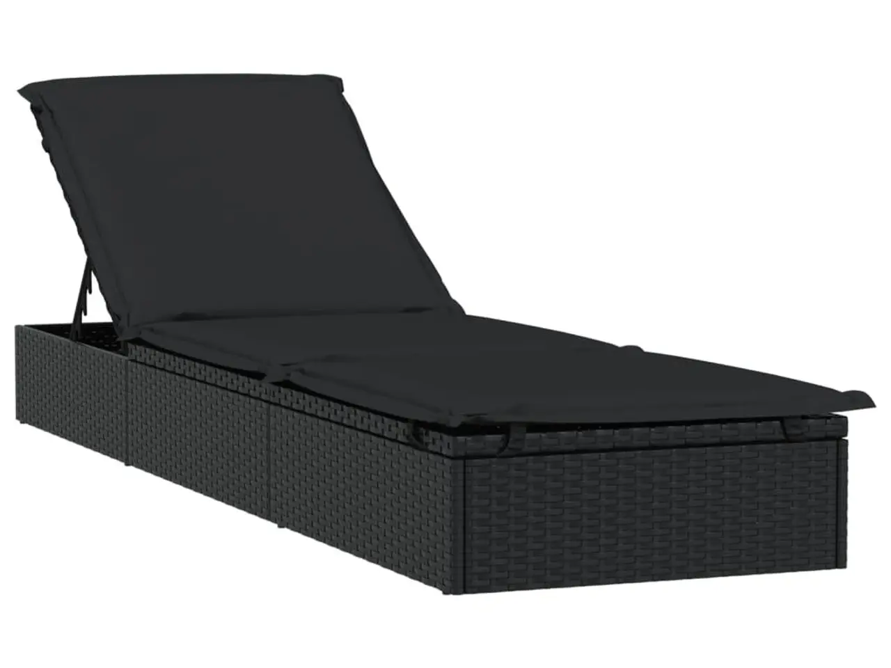 Billede 2 - Liggestol med hynde 201 x 55 x 62 cm i polyrattan sort