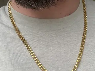 6mm 14kt goldfilled panserkæde med kasselås