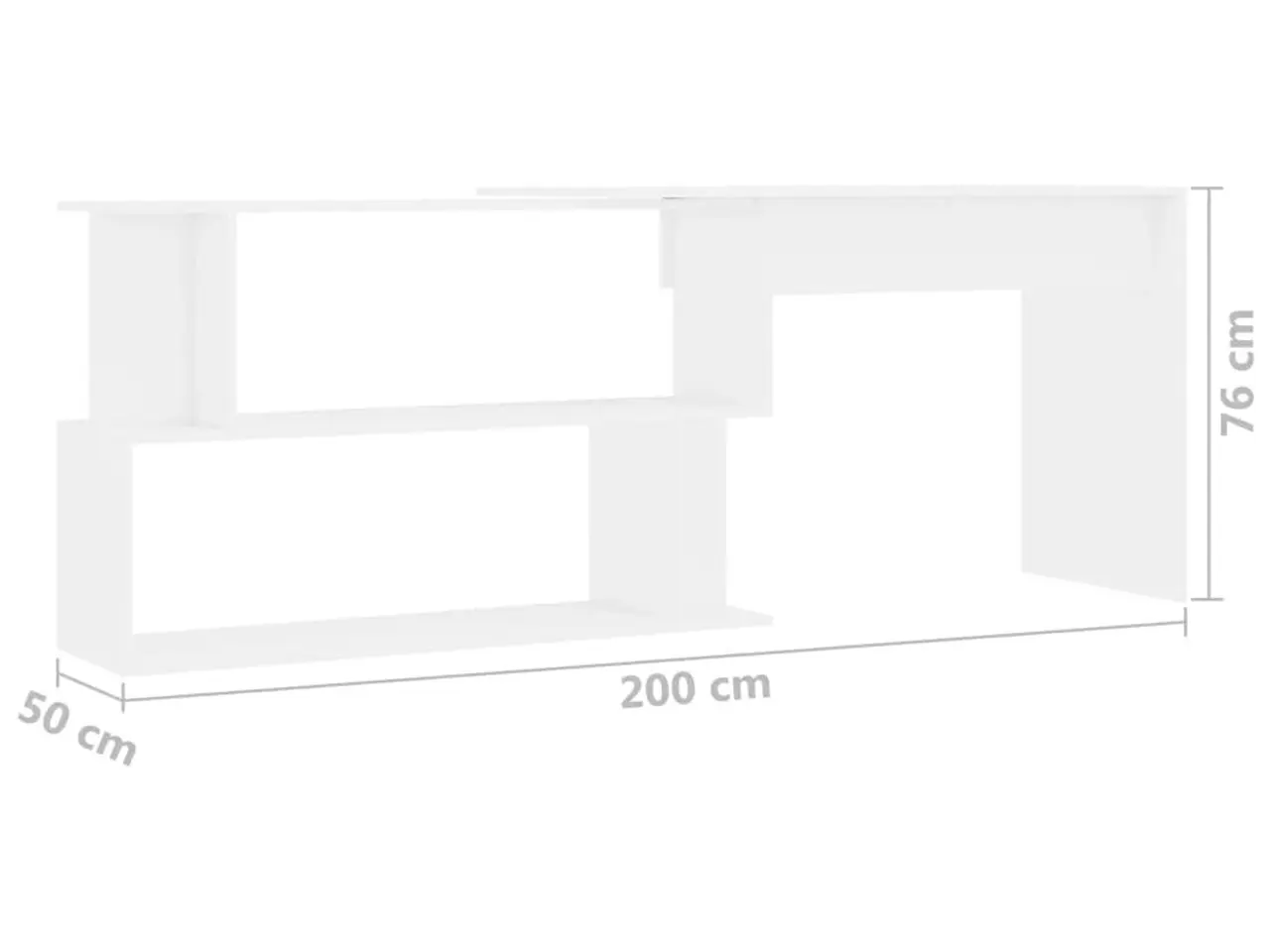 Billede 7 - Skrivebord til hjørne 200x50x76 cm konstrueret træ hvid