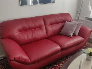 Flot rød lædersofa