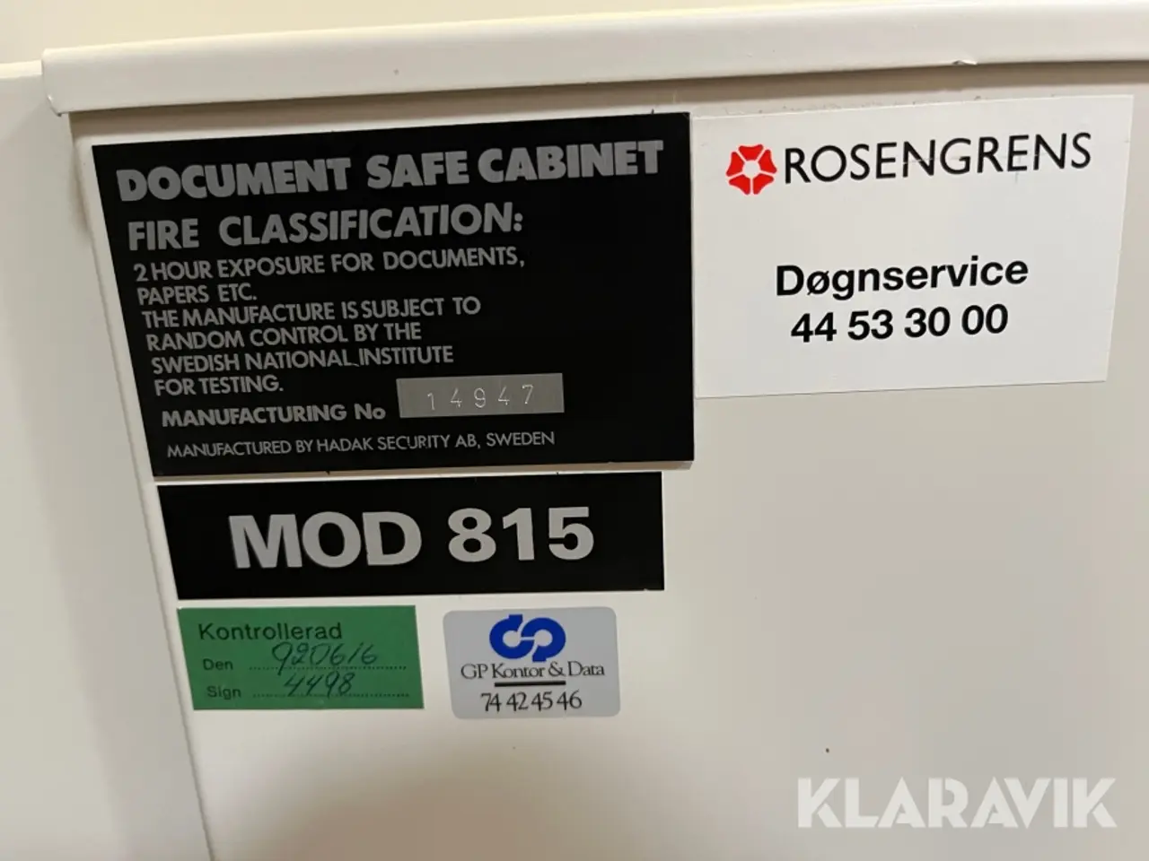 Billede 12 - Pengeskab Rosengrens Mod 815