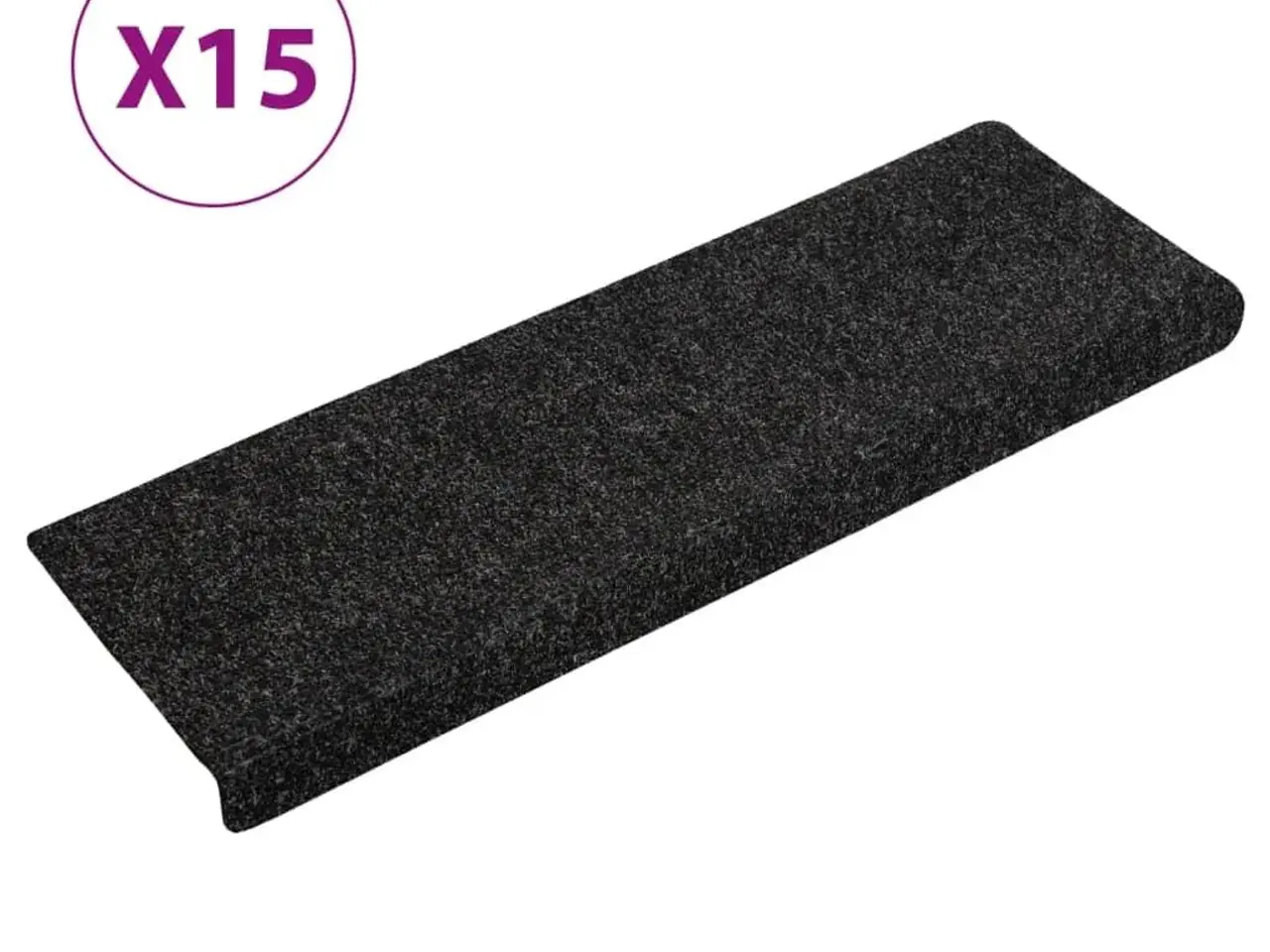 Billede 2 - Trappemåtter selvklæbende 15 stk. 65x21x4 cm sorte rektangulære kant