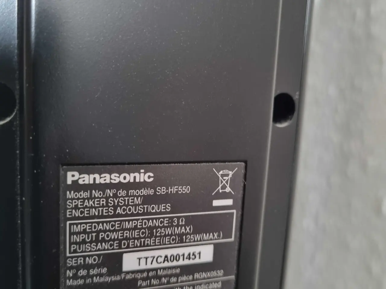 Billede 3 - 2 stk Panasonic højtalere incl. Subwoofer