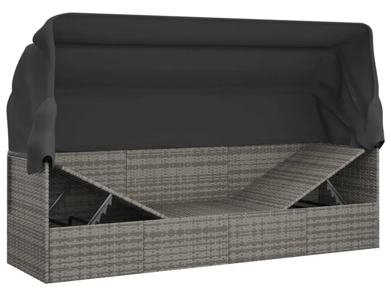 Billede 9 - Udendørs loungesofa med tag og hynder i polyrattan - grå