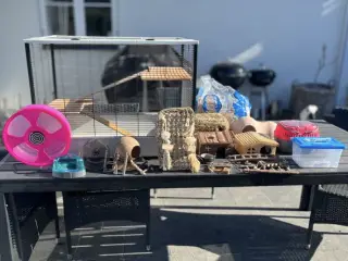 Hamsterbur med masser af tilbehør
