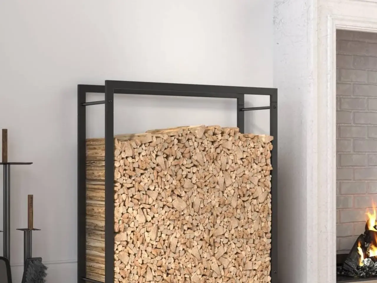 Billede 1 - Brændestativ i stål - 80 × 28 × 86 cm, matsort