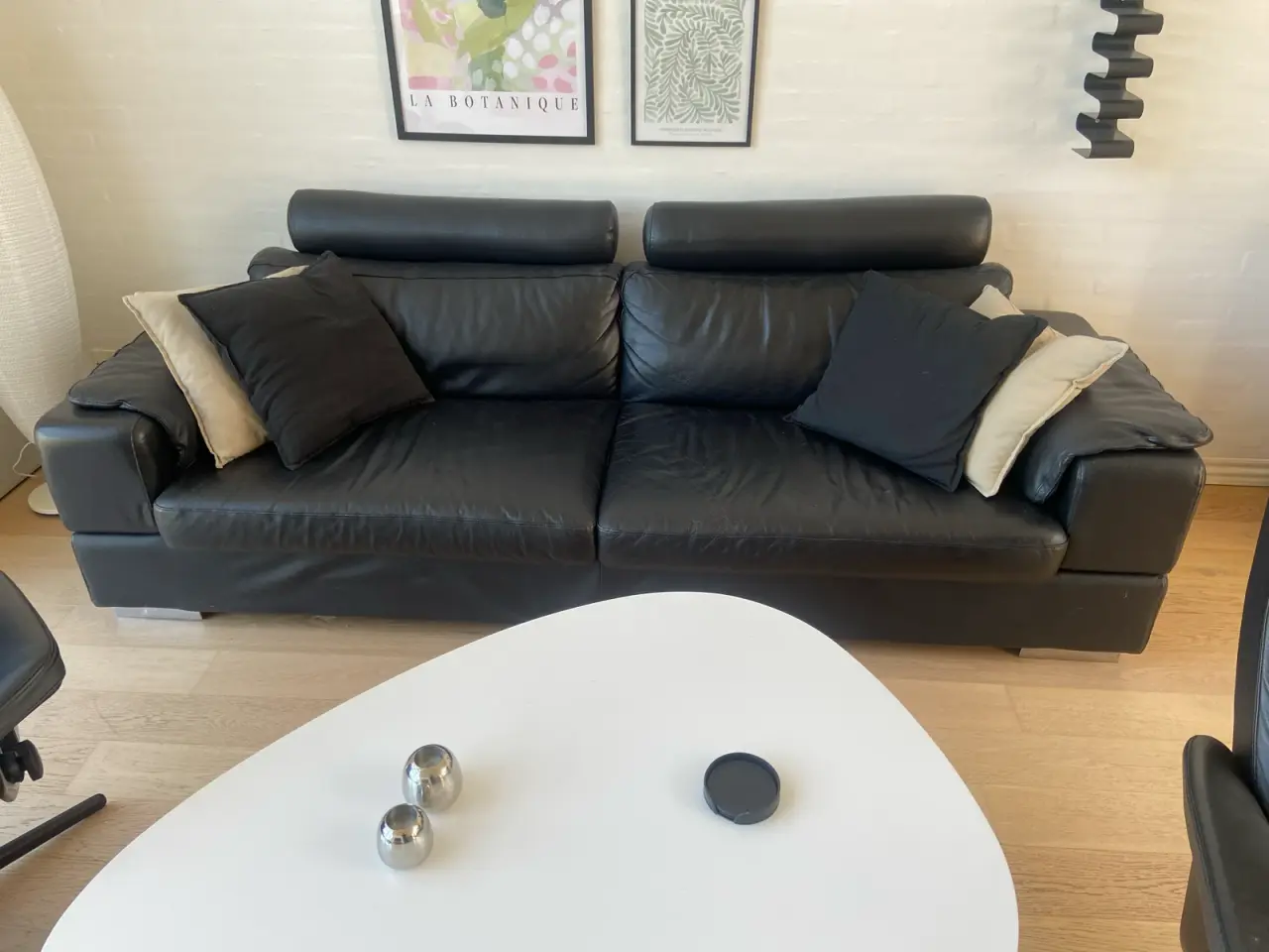 Billede 1 - Sort læder sofa