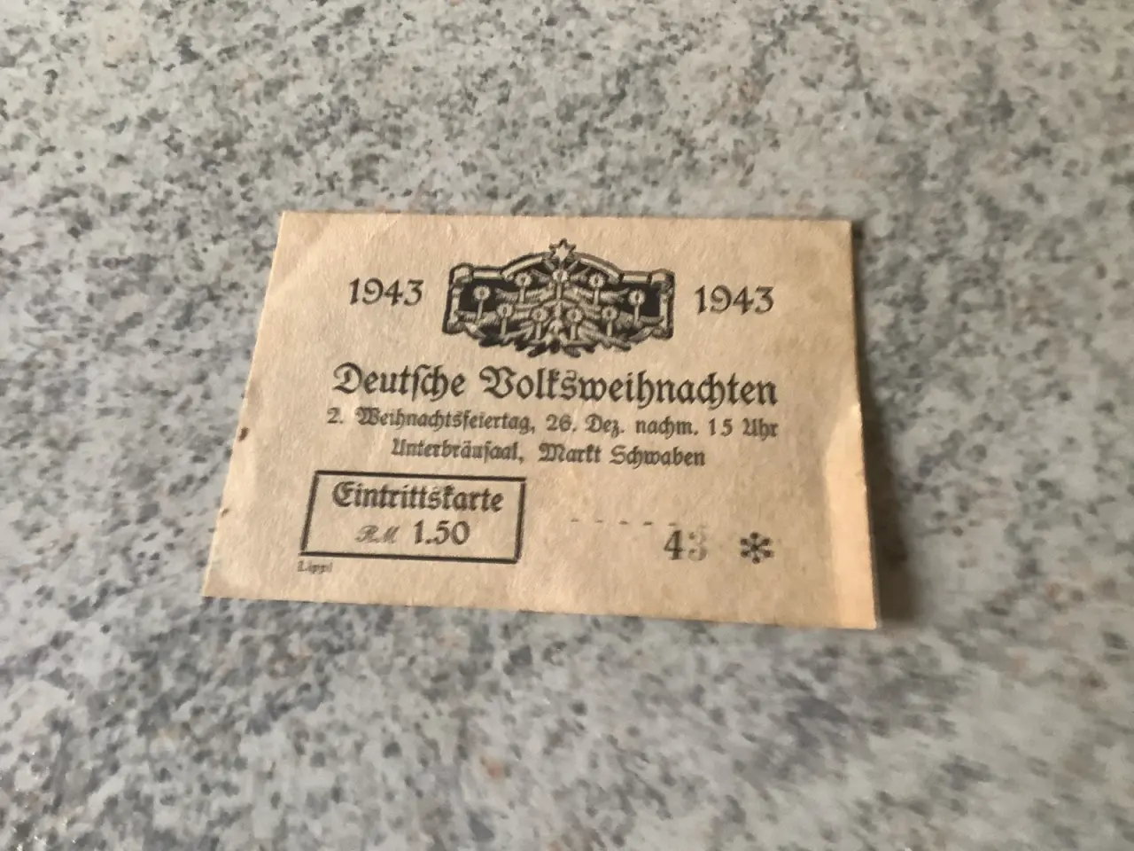 Billede 2 - Original billet Deutsche Volksweihnachten 1943 –