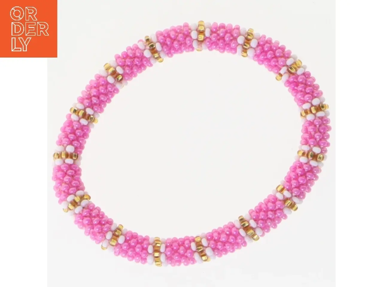 Billede 3 - Perlearmbånd med lyserøde og guld perler (str. Ø 6 cm)