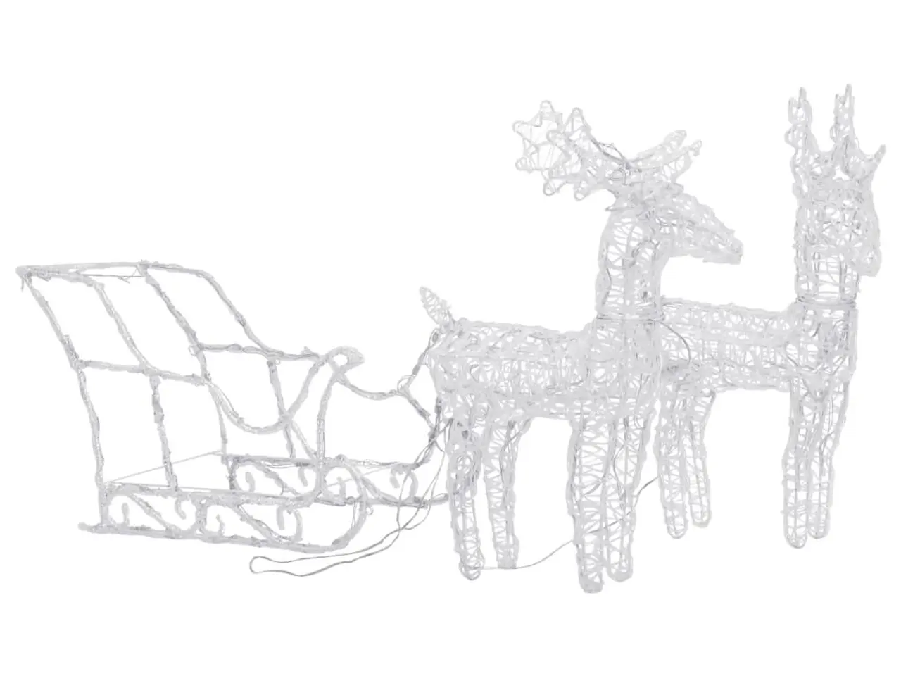 Billede 3 - Julefigur med 2 rensdyr og kane - 160 LED'er, 130 cm