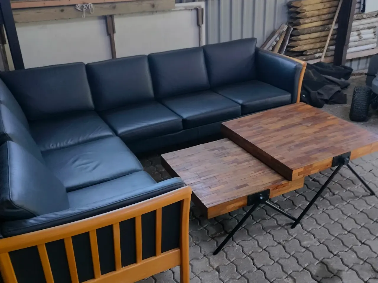 Billede 1 - Læder hjørnesofa og flot bord