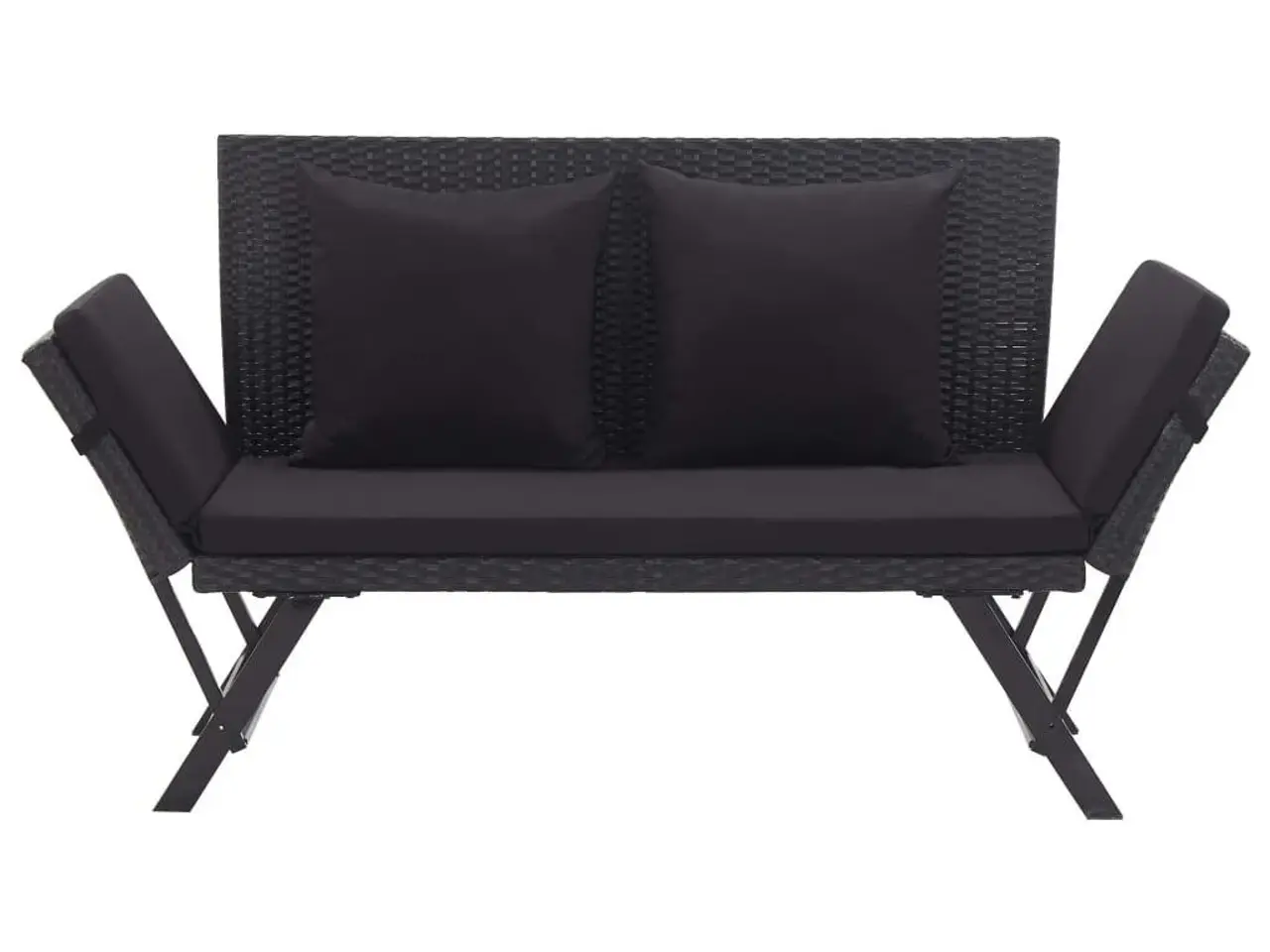 Billede 2 - Havebænk med hynder 176 cm i polyrattan - sort