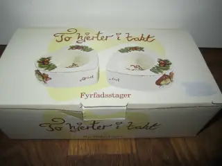 TO HJERTER I TAKT. 2 Stk. LYSESTAGER.