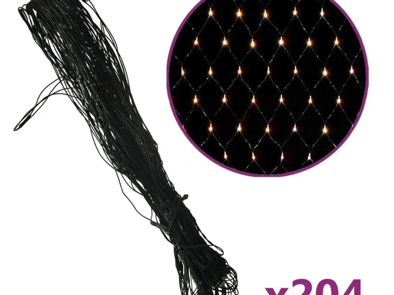 Billede 2 - Lysnet 3 × 2 m med 204 LED - varmt hvidt lys, inde/ude