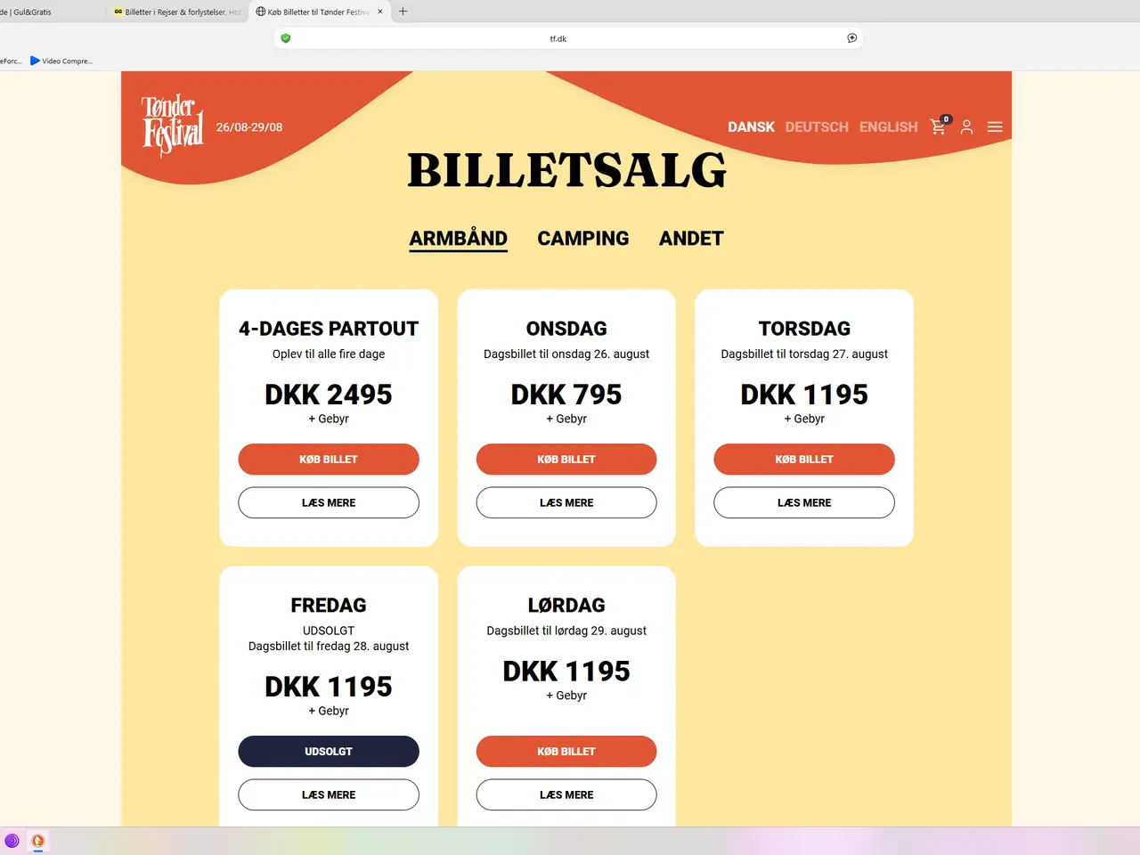 Billede 1 - 2 billetter til Tønder Festival fredag.28.8