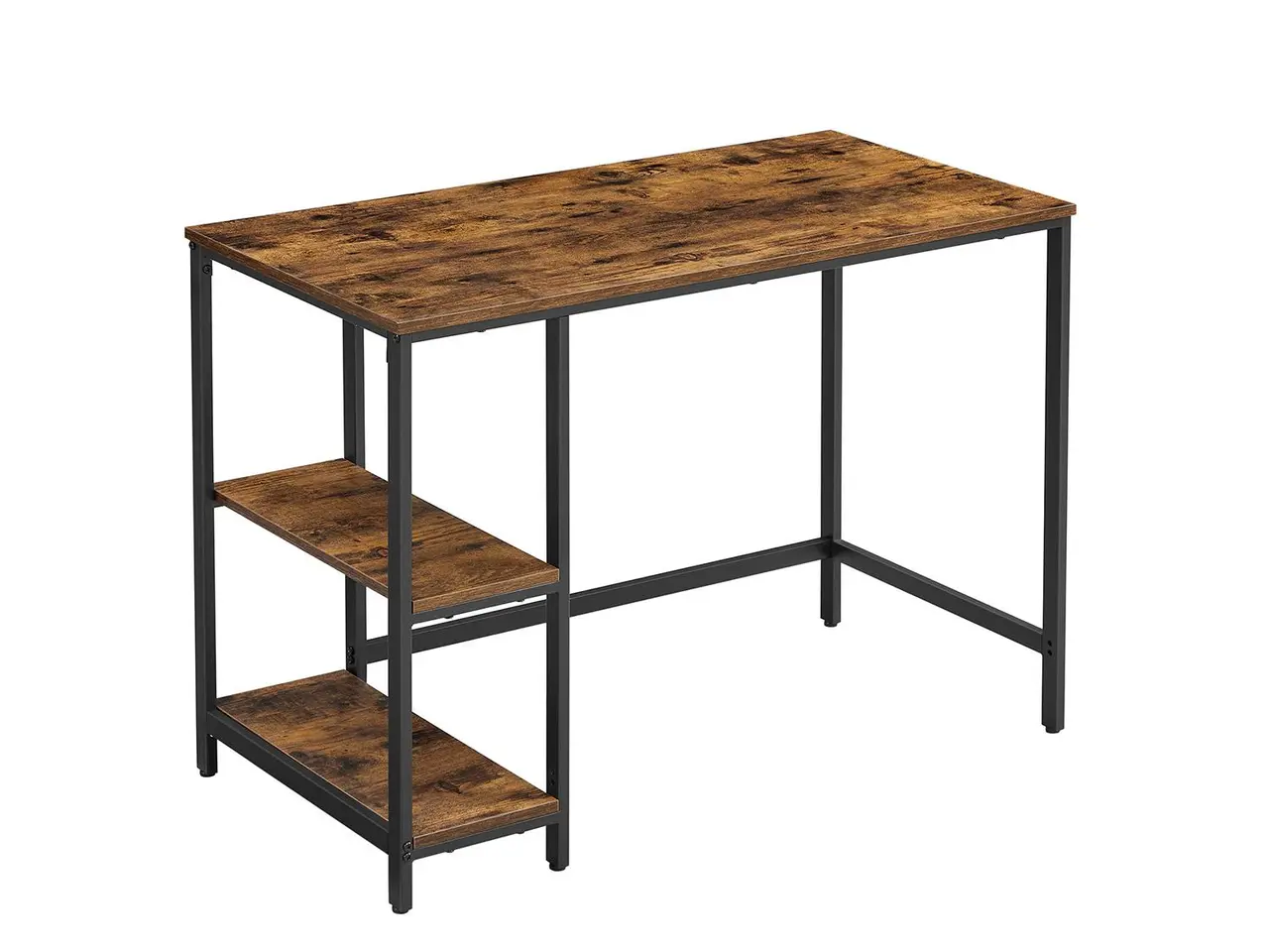 Billede 1 - Skrivebord med 2 hylder - rustik brun/sort