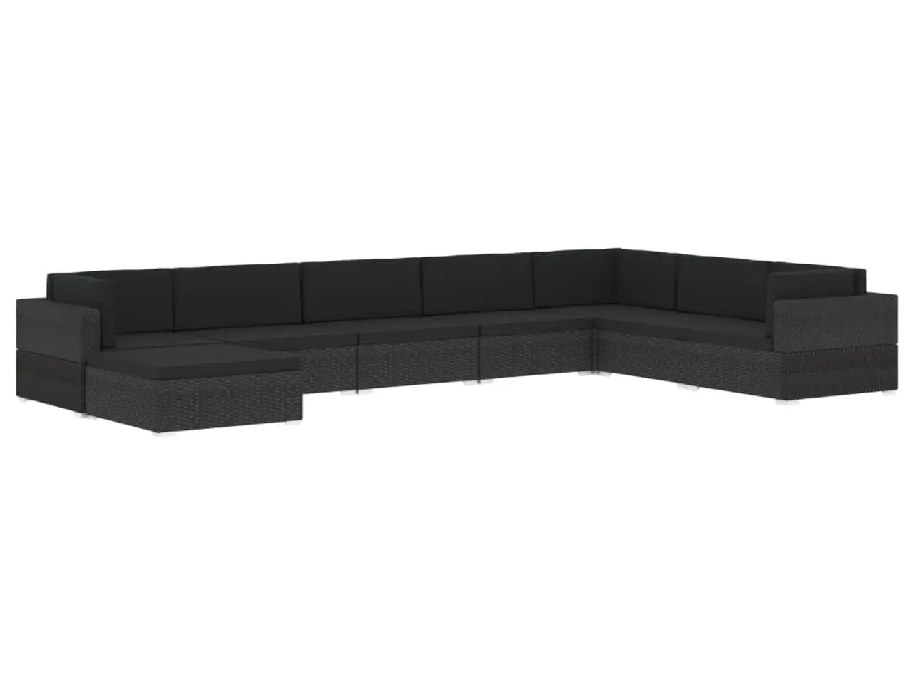 Billede 12 - Fodskammel med hynde i polyrattan - sort, 70 × 70 cm