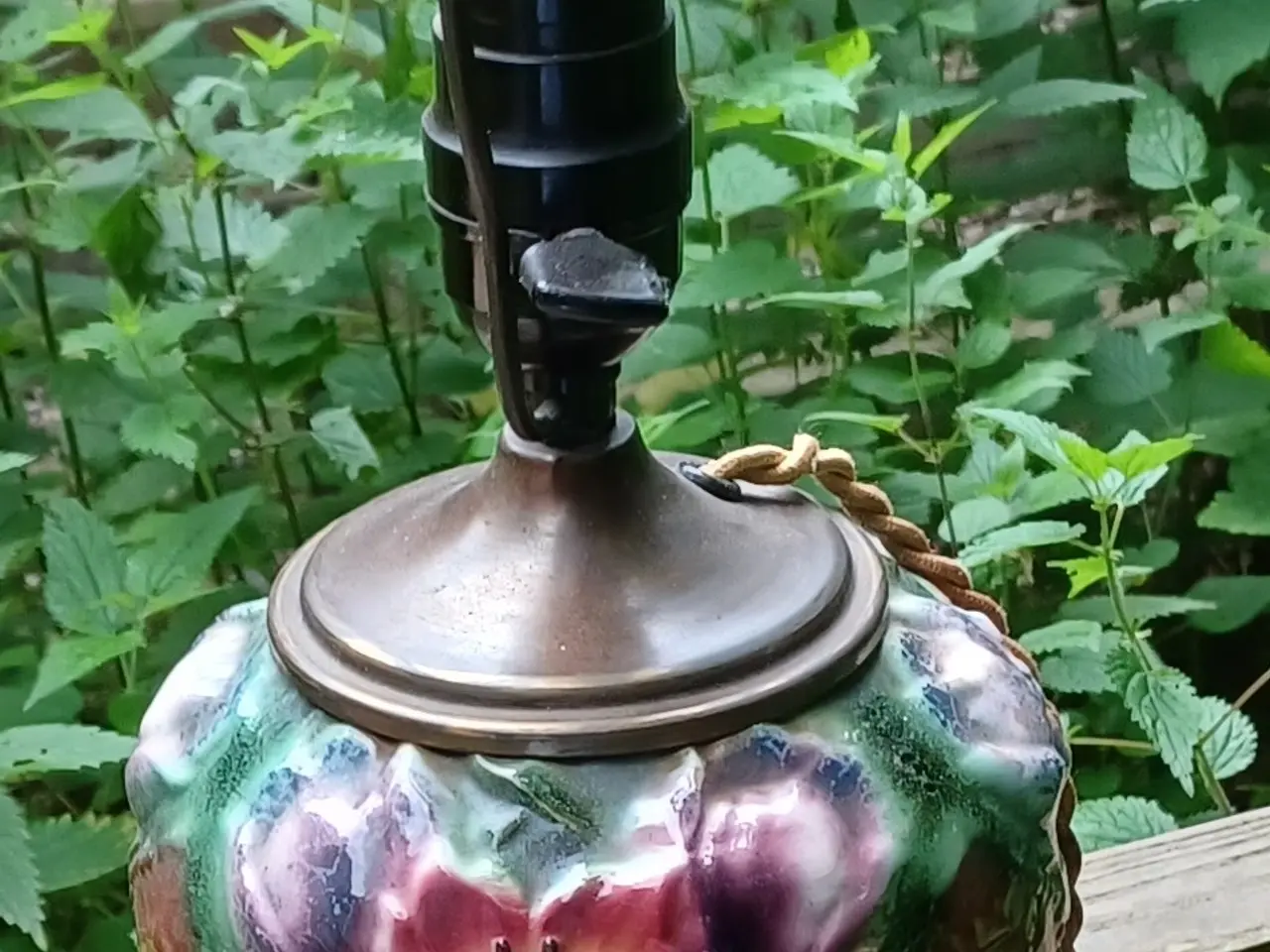Billede 2 - Majolika-lampe. Antik