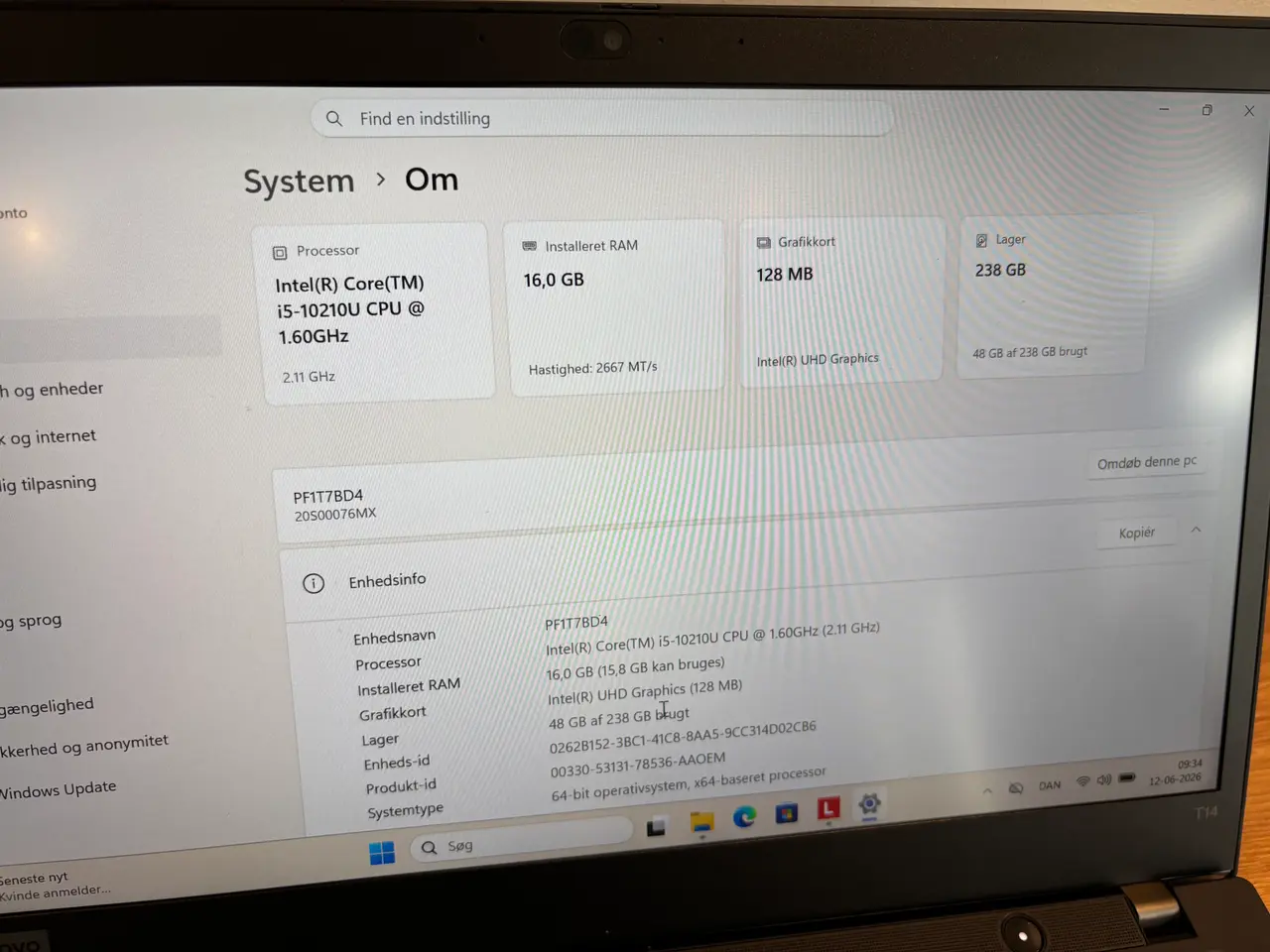 Billede 5 - Lenovo ThinkPad T14 Gen 1