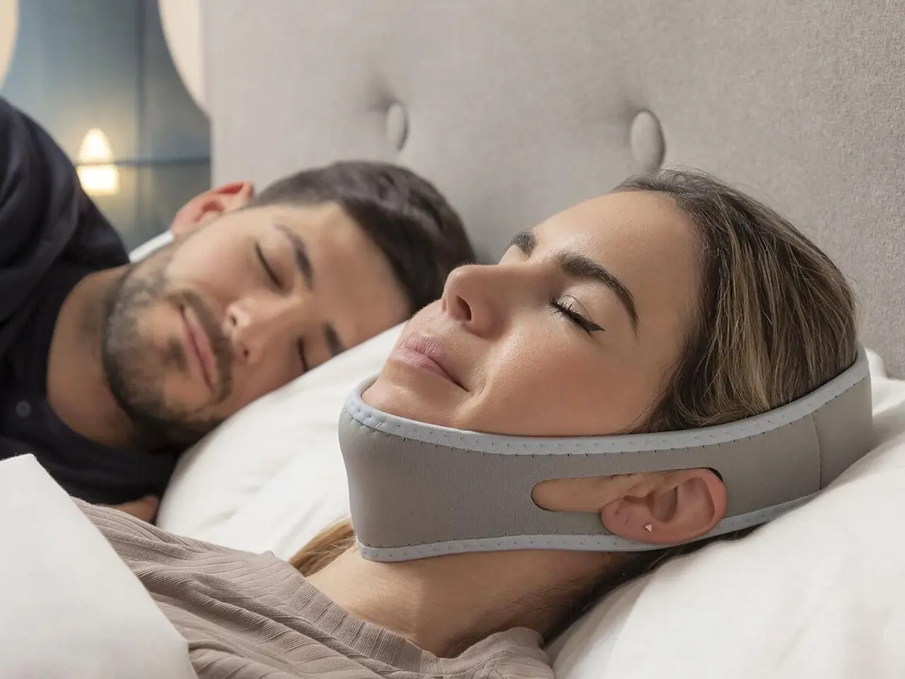 Billede 2 - Anti-snorkebånd Stosnore - grå/blå, onesize