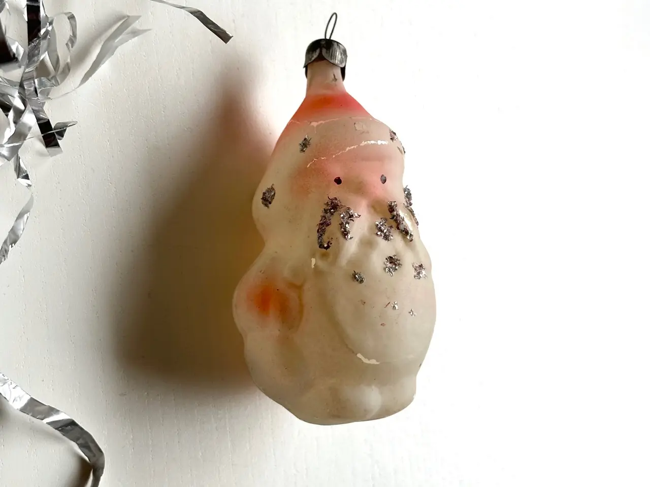 Billede 2 - Vintage juleornament, pastel julemand m glimmer