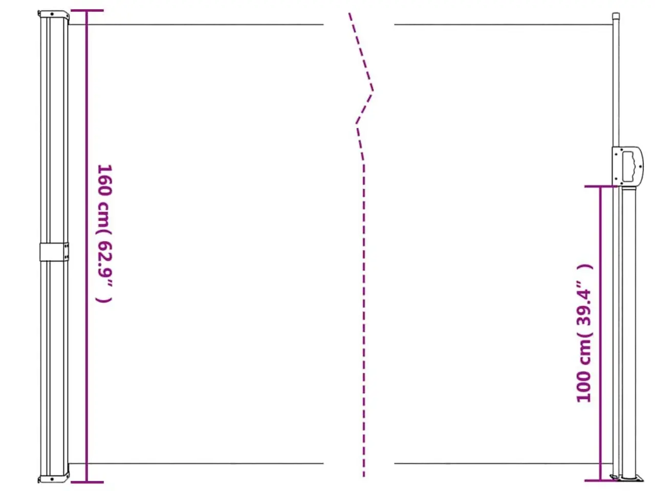 Billede 10 - Sidemarkise 160x500 cm sammenrullelig sort