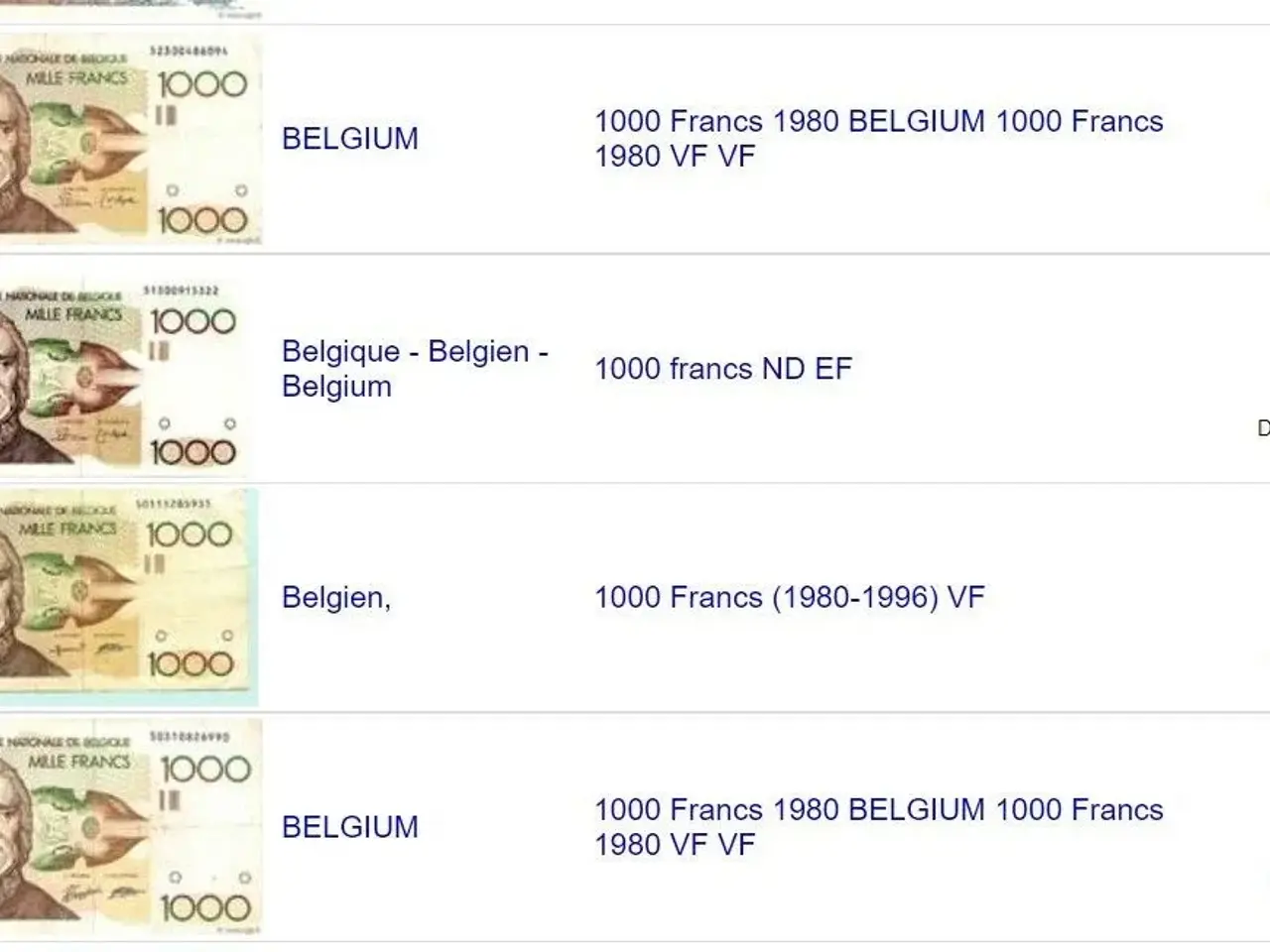 Billede 3 - BELGIEN MILLE 1000 FRANCS 1980 - 1996 Andre Gretry