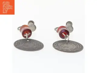 Vintage skrueøreringe med vedhæng (str. 6 x 2 cm)