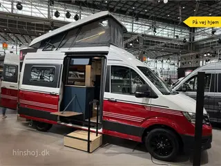 2027 - Eriba Car 602 Cherry Red Pop-up   2027 Eriba Car 602 Candy White/ Cherry Red med  Pop-up sovetag fra Hinshøj Caravan