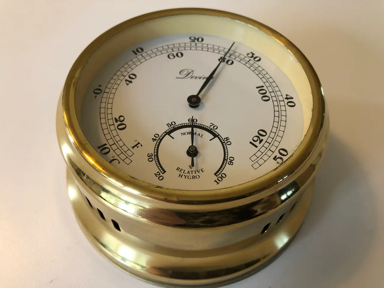 Billede 1 - Devina termometer og hygrometer i messing