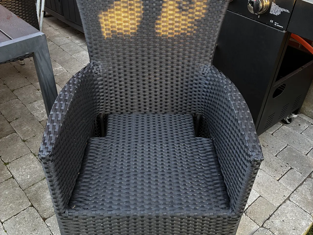 Billede 2 - Havestole i sort rattan plastflet og runde lounge