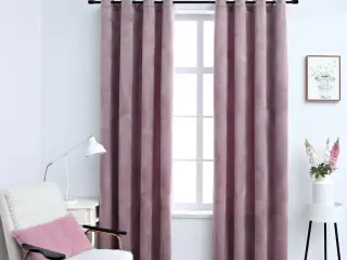 Mørklægningsgardiner 2 stk. ringe 140 x 175 cm fløjl antik rosa
