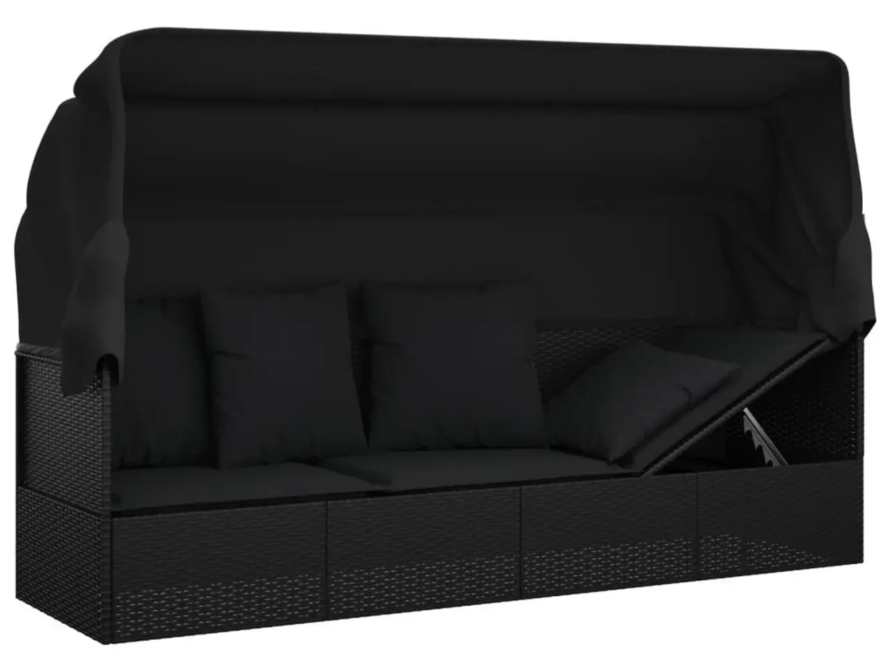 Billede 8 - Udendørs loungesofa med tag og hynder polyrattan sort
