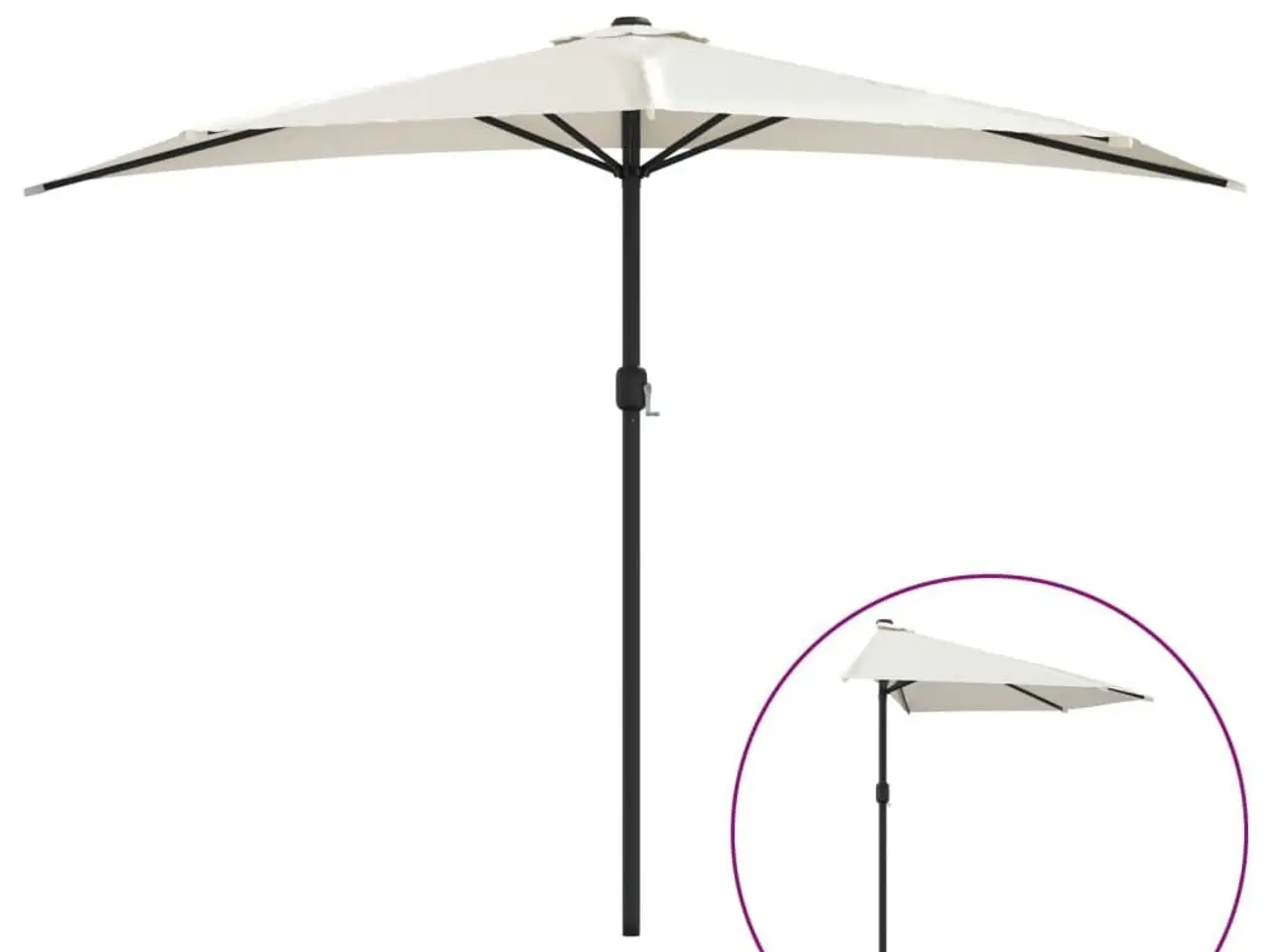 Billede 2 - Halvrund balkonparasol 300 × 155 cm - sandfarvet med aluminiumsstang