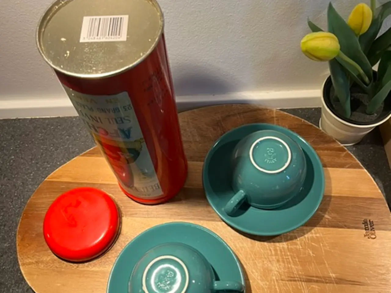 Billede 2 - Retrosæt: Fransk vintagedåse & 2 italienske kopper