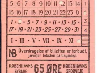 DSB - KS - Fællesbillet 65 Øre