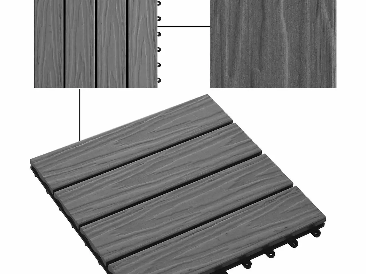 Billede 7 - Terrassefliser i WPC med 3D-design - 11 stk, grå, 30 × 30 cm